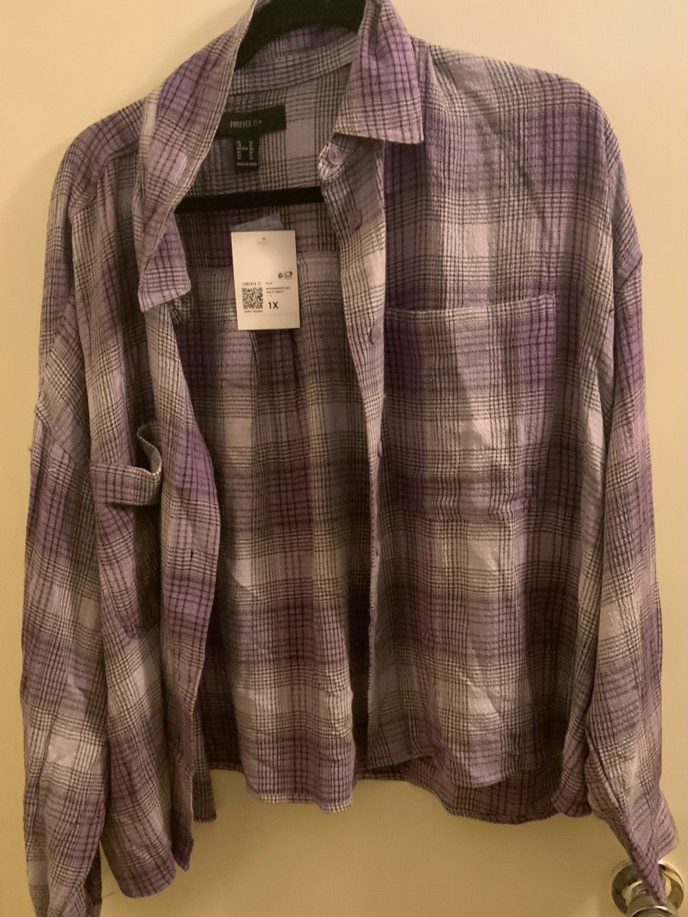 Forever 21 Men's Purple Plaid Button-Down Shirt